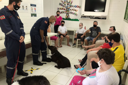 BOMBEIROS DE SEARA E ITÁ INICIAM CINOTERAPIA NA APAE